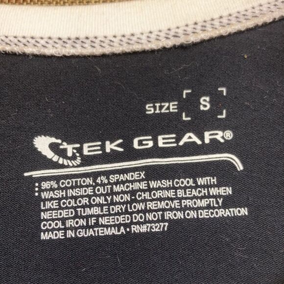 Tell Gear black cotton tee shirt with contrast white trim and metallic print - Picture 3 of 5